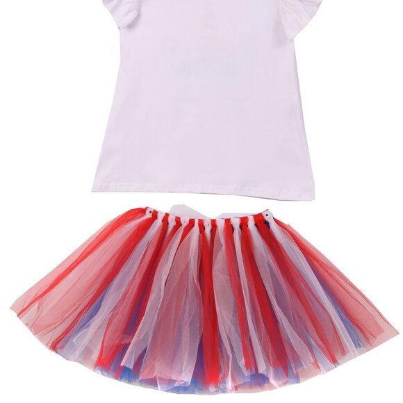 Toddler Girls Unicorn American 4th of July Fireworks Outfit Clothing Set 2PCS - Picture 3 of 5